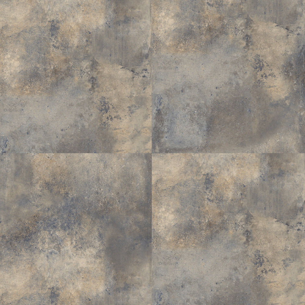 Metallic Bronze Ceramic Tile 24 x 24 inch ceramic floor tile featuring a metallic and rustic surface pattern with subtle texture variations, showcasing a matt finish that provides an industrial and contemporary flooring aesthetic suitable for modern interior spaces.