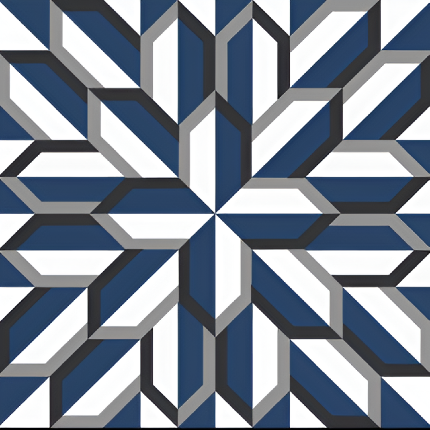 Metrix Blue Moroccan Ceramic Tile – 24x24 inch tile featuring intricate blue and white Moroccan geometric patterns on a glazed ceramic surface.