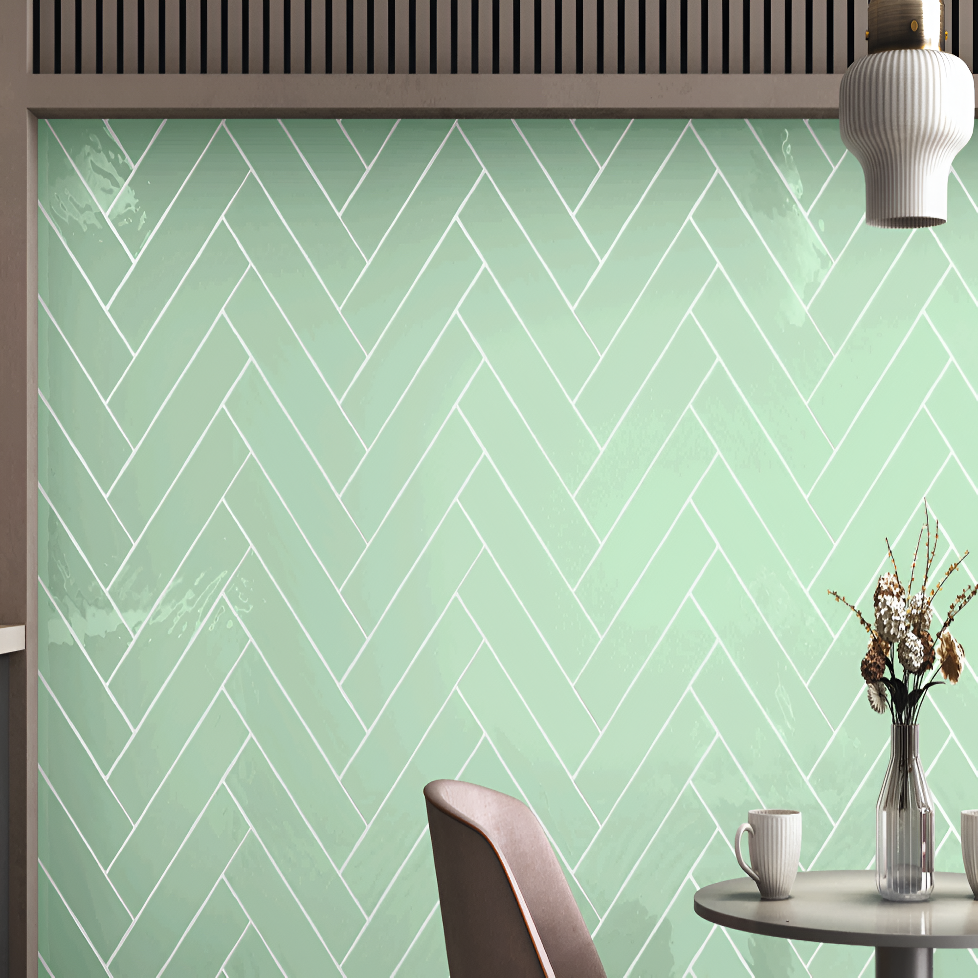 Elegant handcrafted surface with a refined mint pista tone, ideal for modern kitchen backsplash, bathroom wall, or decorative accent installation.