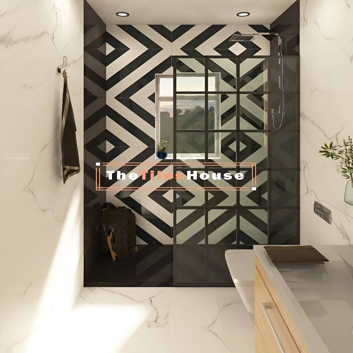 Mono Stripes 24×24 inch vitrified tile – square floor tile featuring a modern striped pattern of alternating light and dark gray bands, finished in a sleek, low-sheen vitrified surface for contemporary interior flooring.