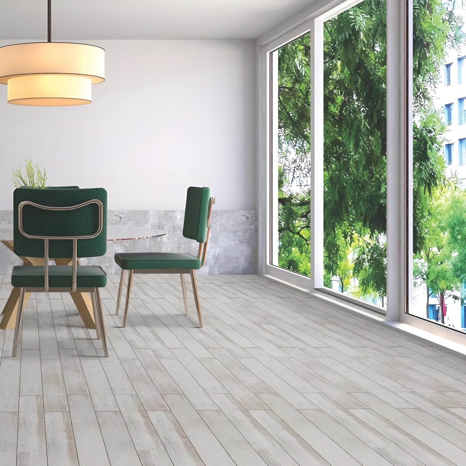 N9-1901 Wooden Vitrified Tile 6 Inch x 36 Inch featuring a natural wood-look finish with warm brown tones and realistic grain patterns suitable for modern wall and floor applications in living rooms bedrooms and commercial spaces

