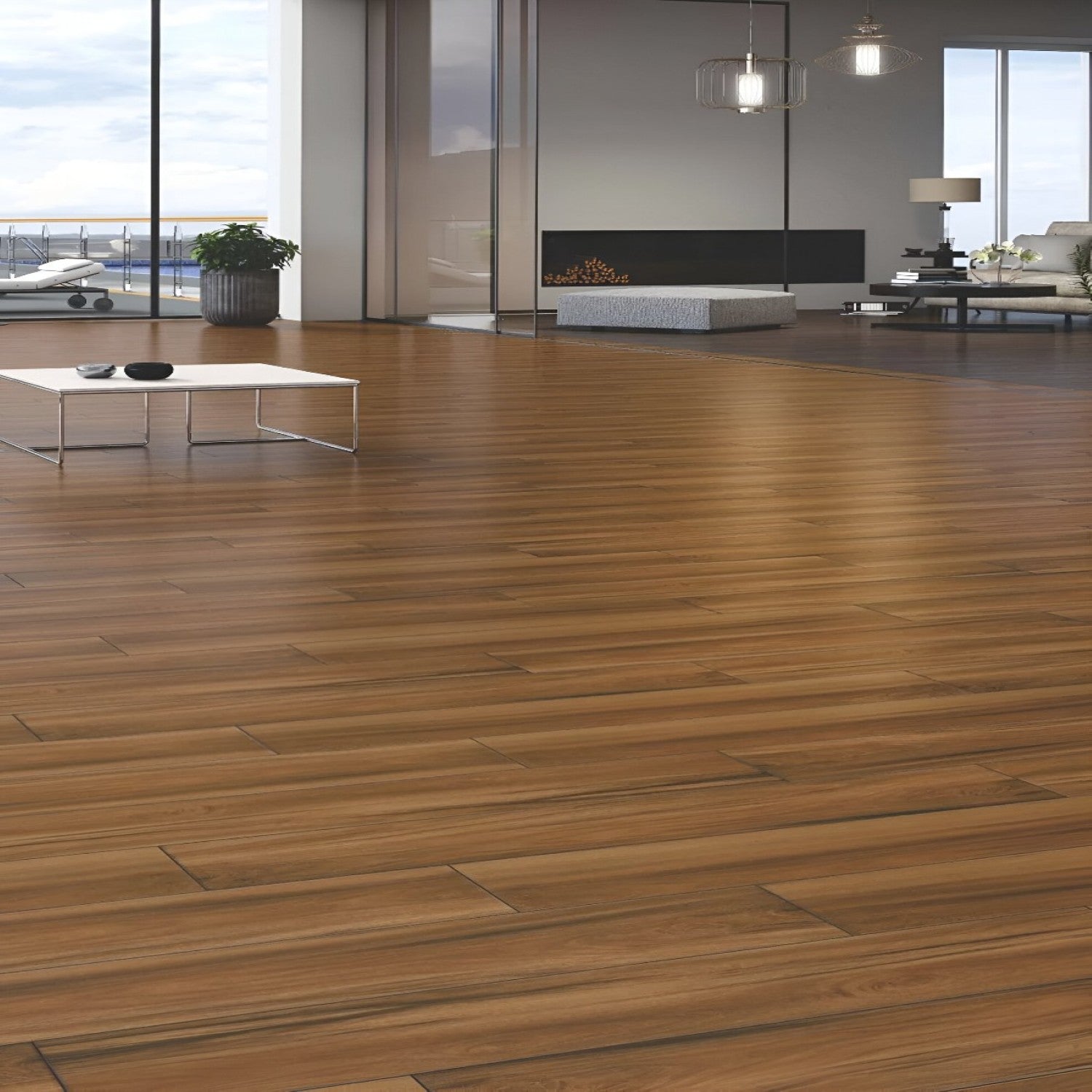 NRC-101 Wooden Vitrified Tile 6x36 inch with rich wood-like finish, smooth and durable surface, ideal for modern flooring and wall applications in residential and commercial spaces
