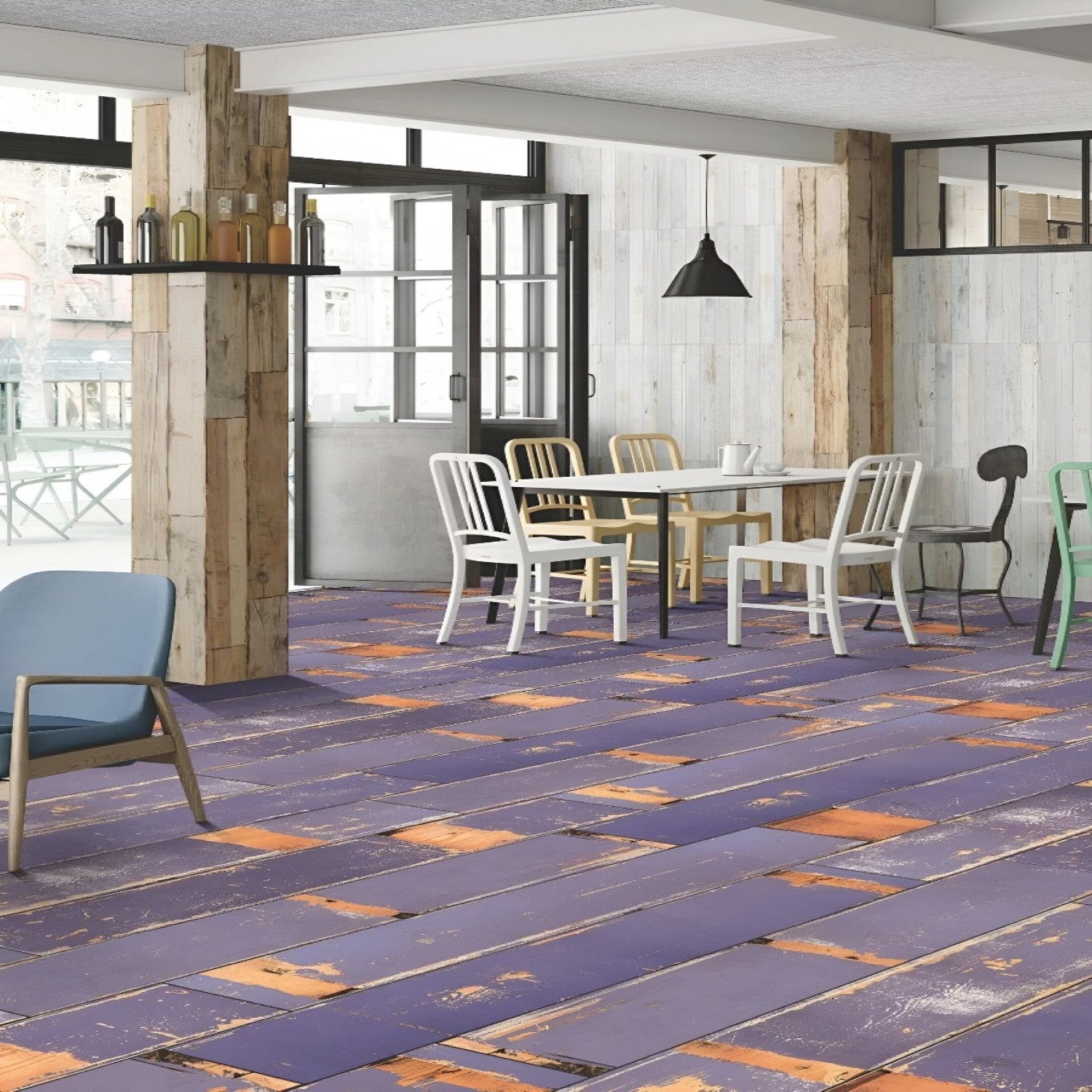 NRC-105 Wooden Vitrified Tile 6x36 inch with rich wood-like finish, smooth and durable surface, ideal for modern flooring and wall applications in residential and commercial spaces
