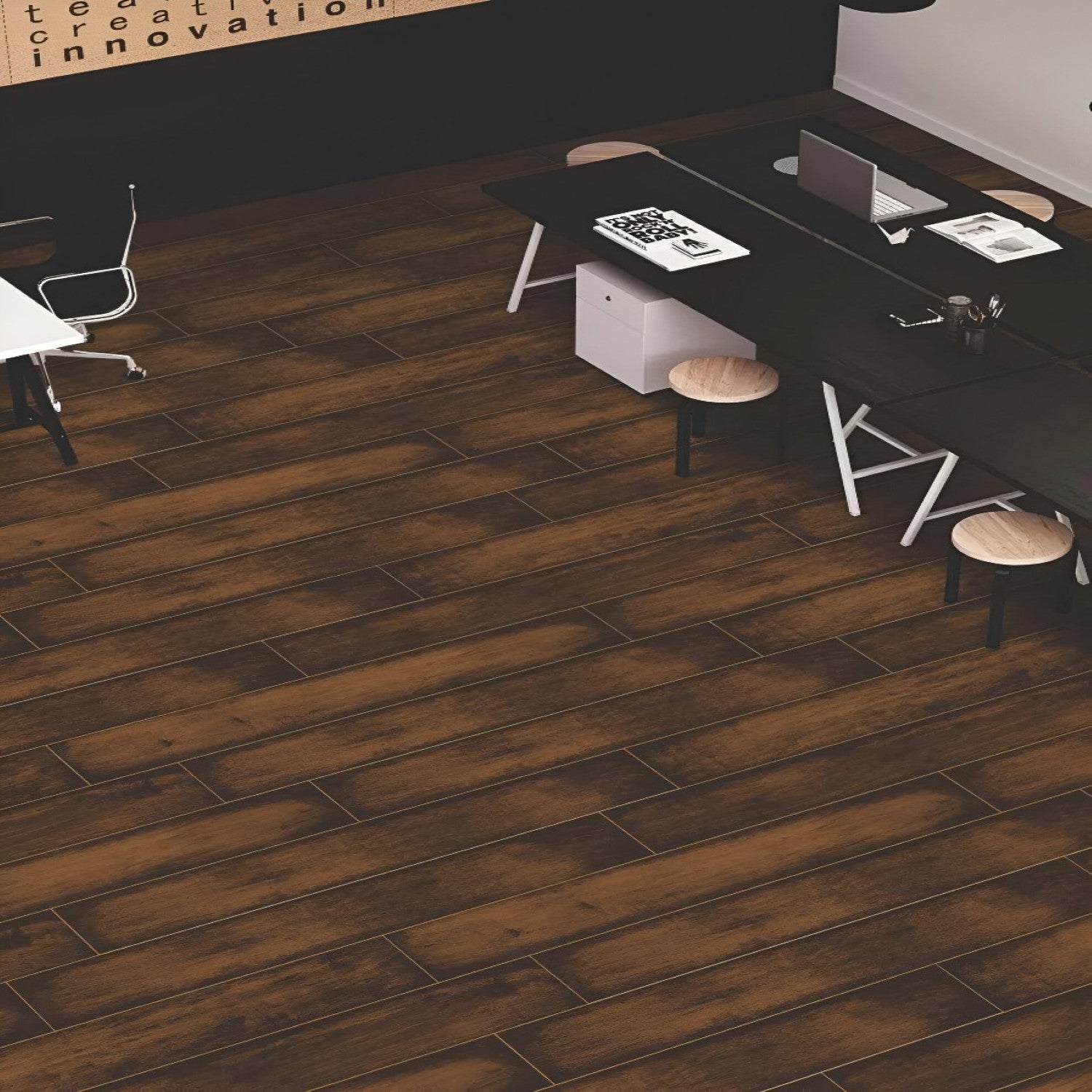 NRC-110 Wooden Vitrified Tile 6x36 inch with rich wood-like finish, smooth and durable surface, ideal for modern flooring and wall applications in residential and commercial spaces
