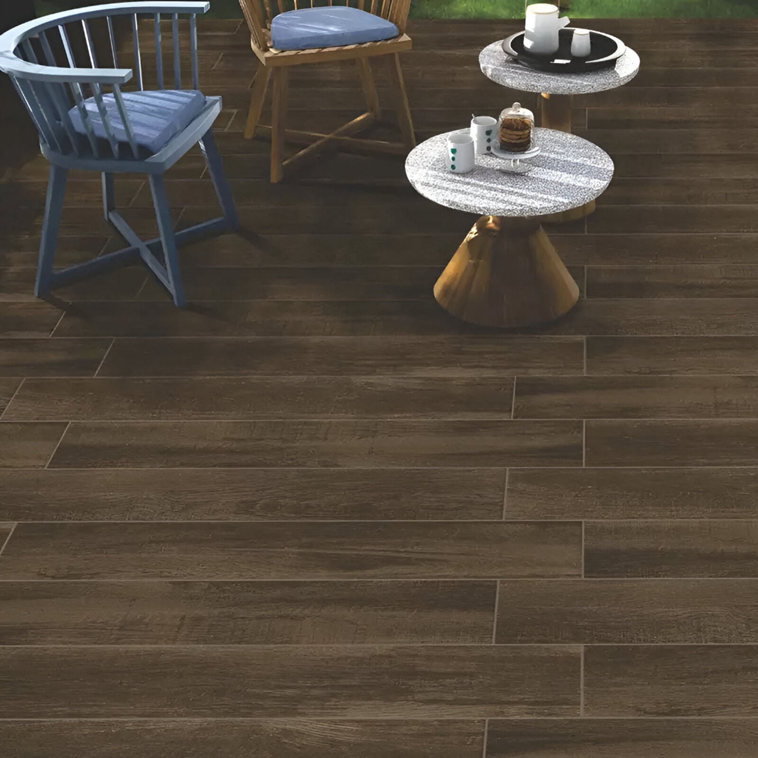 NRC-201 Wooden Vitrified Tile 6x36 inch with natural wood-like finish, smooth and durable surface, perfect for contemporary flooring and wall applications in residential and commercial spaces
