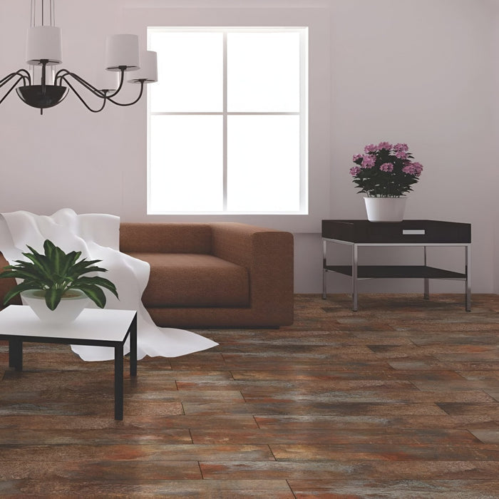 Distressed Rustic Copper Wood Living Room Inspiration