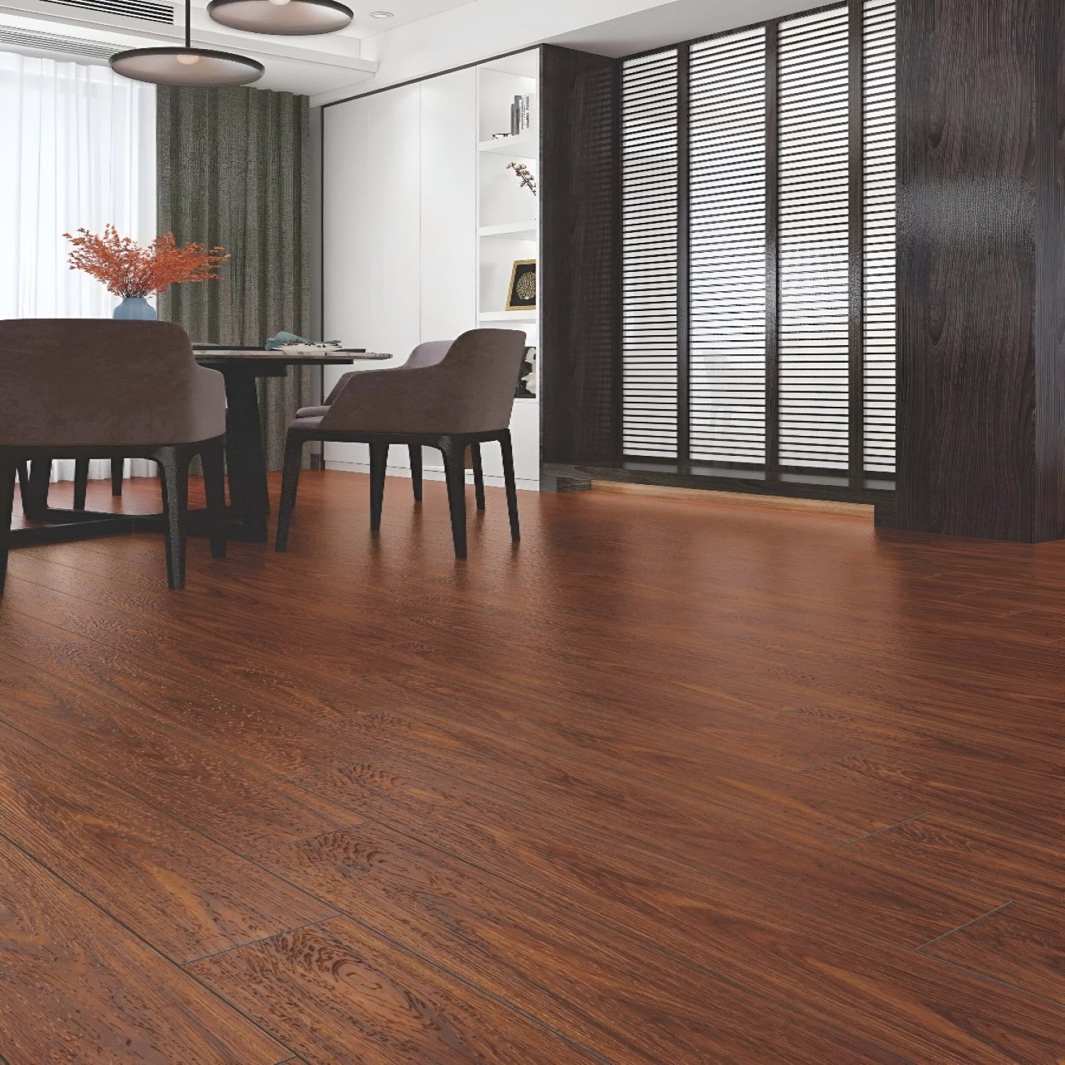 NRC-301 Wooden Vitrified Tile 6x36 inch with rich wood-like finish, smooth and durable surface, ideal for modern flooring and wall applications in residential and commercial spaces
