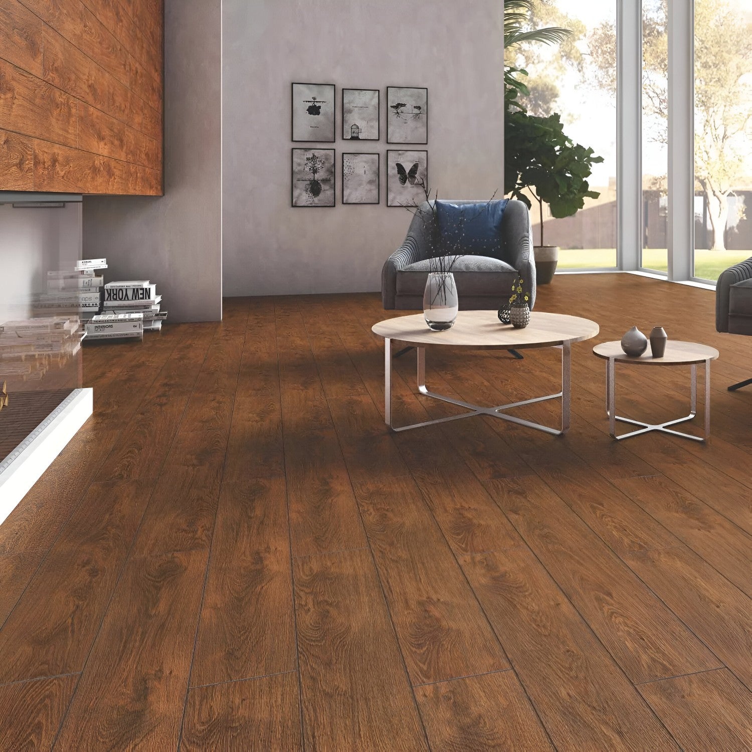 NRC-401 Wooden Vitrified Tile 6x36 inch with natural wood-like finish, smooth and durable surface, perfect for contemporary flooring and wall applications in residential and commercial spaces
