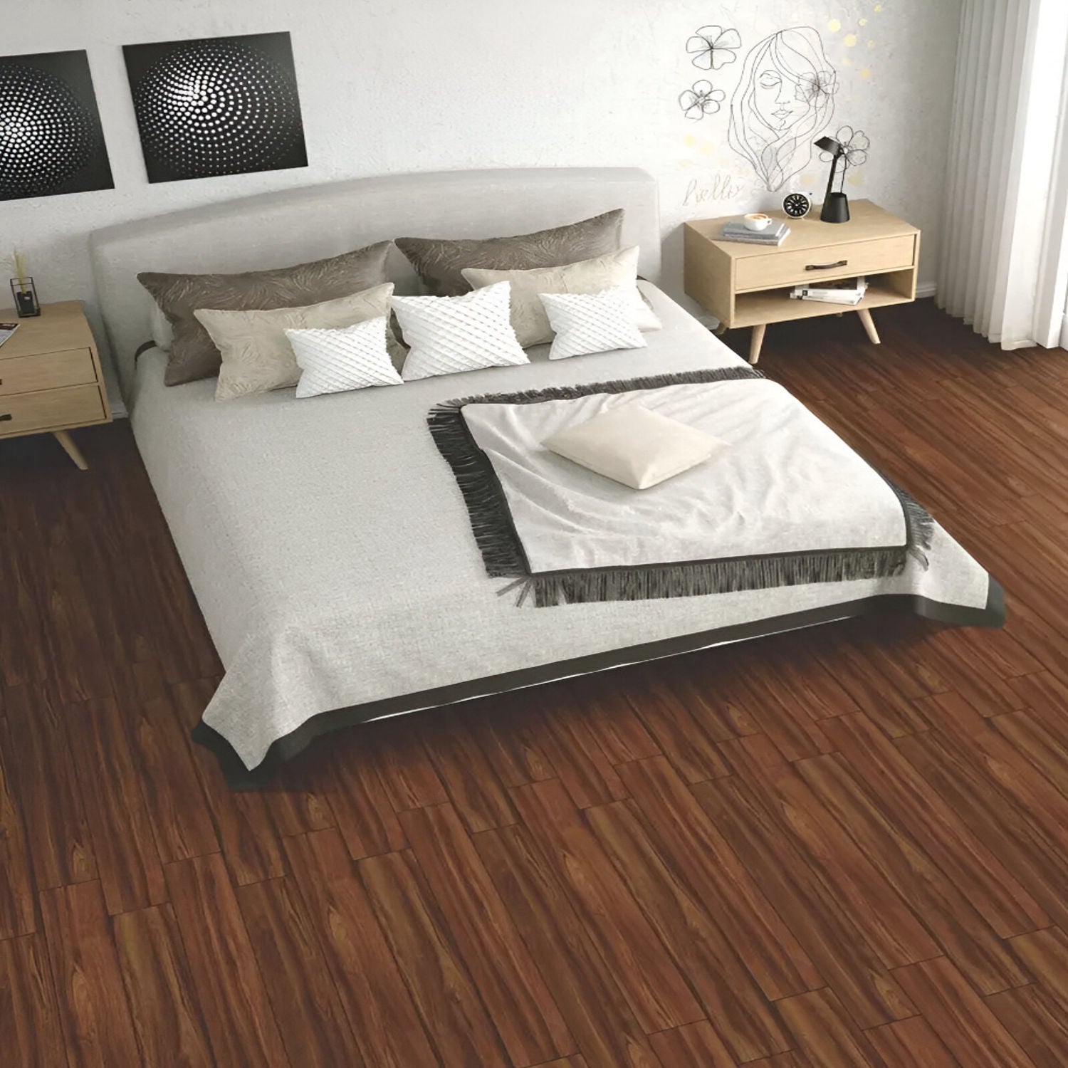 NRC-408 Wooden Vitrified Tile 6x36 inch with natural wood-like finish, smooth and durable surface, perfect for contemporary flooring and wall applications in residential and commercial spaces
