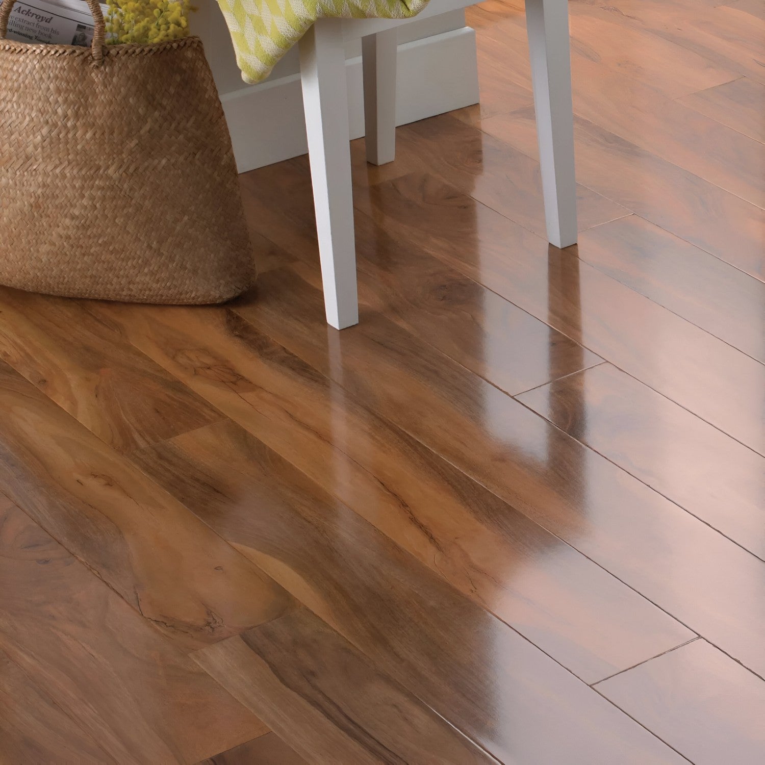 Newcastle Brown Laminate Flooring 8x48 inch with rich brown wood finish, durable scratch-resistant surface, ideal for modern interiors, living spaces, and high-traffic residential and commercial flooring applications
