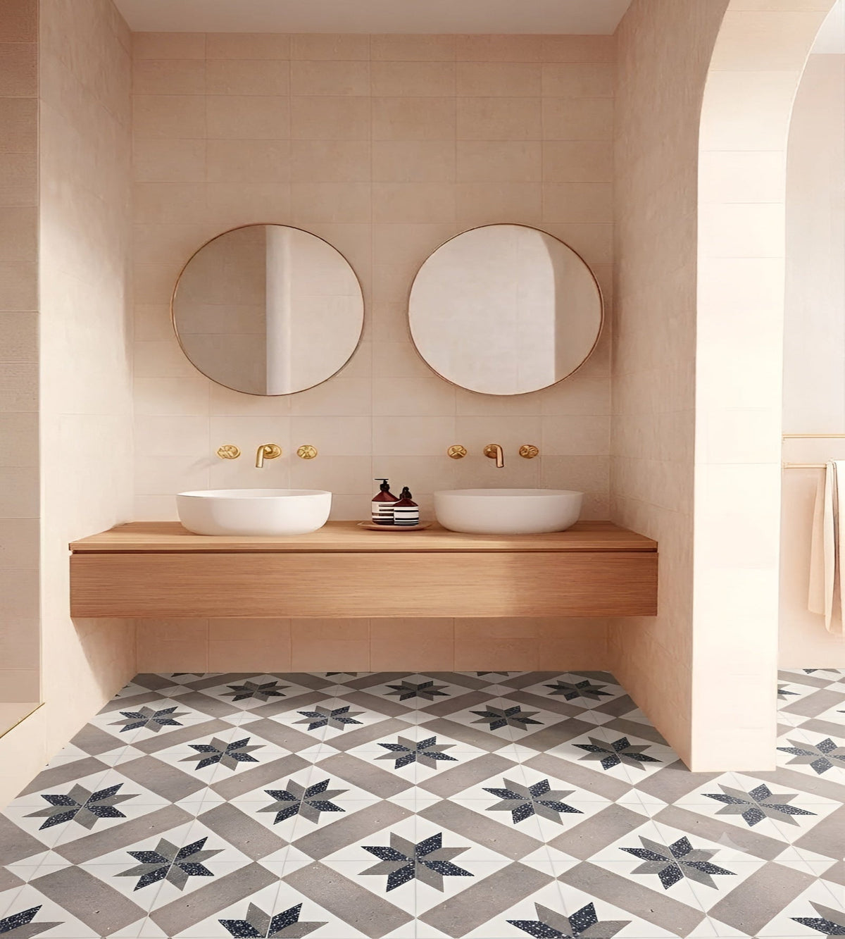 Luxury Grey Nora Moroccan Bathroom | Heritage Printed Tiles Inspiration