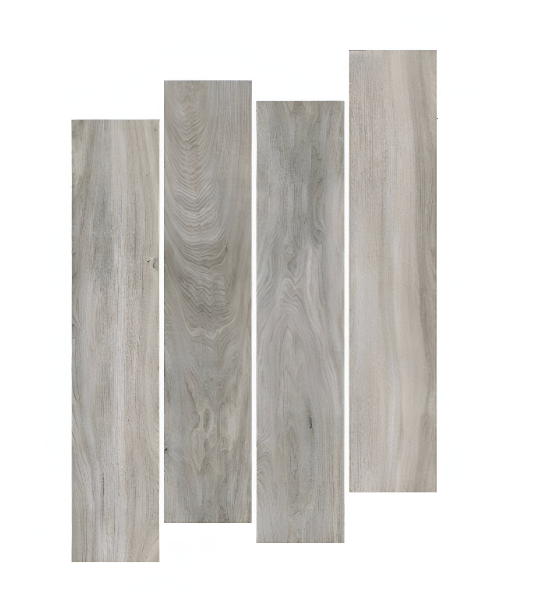 Nova Grey Wooden Plank 8x48 Inch vitrified floor tile displaying carved wood-grain texture in natural grey tones, showcasing long plank design suitable for contemporary interior flooring applications