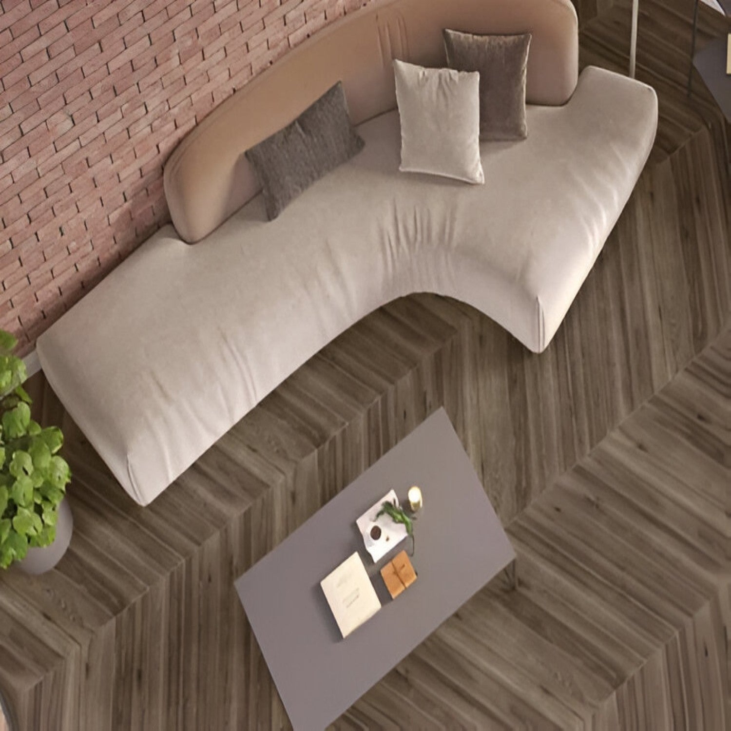 Novara Chevron Wooden Tile 6x36 Inch, featuring elegant wood tones arranged in a chevron pattern, perfect for stylish and durable flooring or wall applications.
