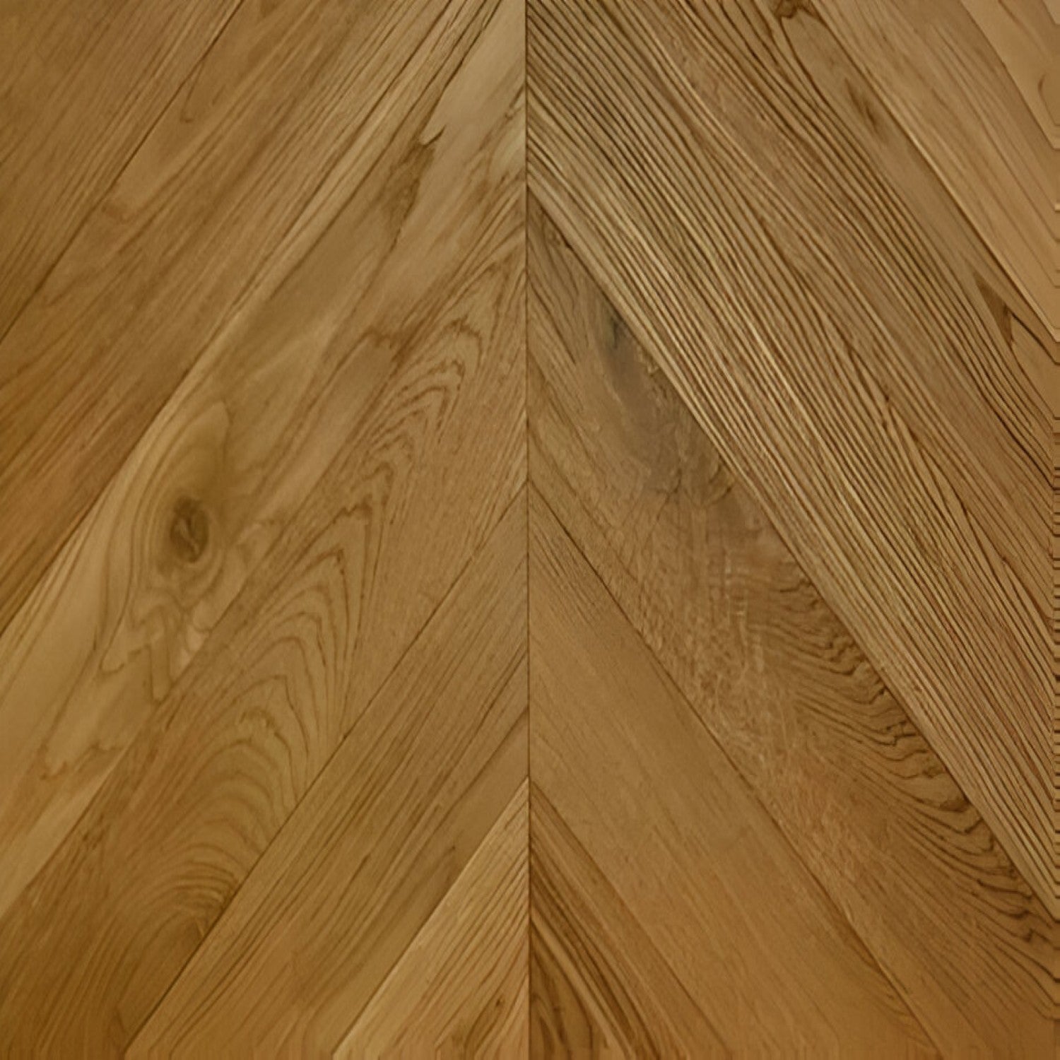 Oak Natural Chevron Flooring 4x24 inch with natural oak finish, durable solid wood surface, featuring classic chevron pattern, ideal for contemporary interiors, living spaces, and premium commercial flooring applications
