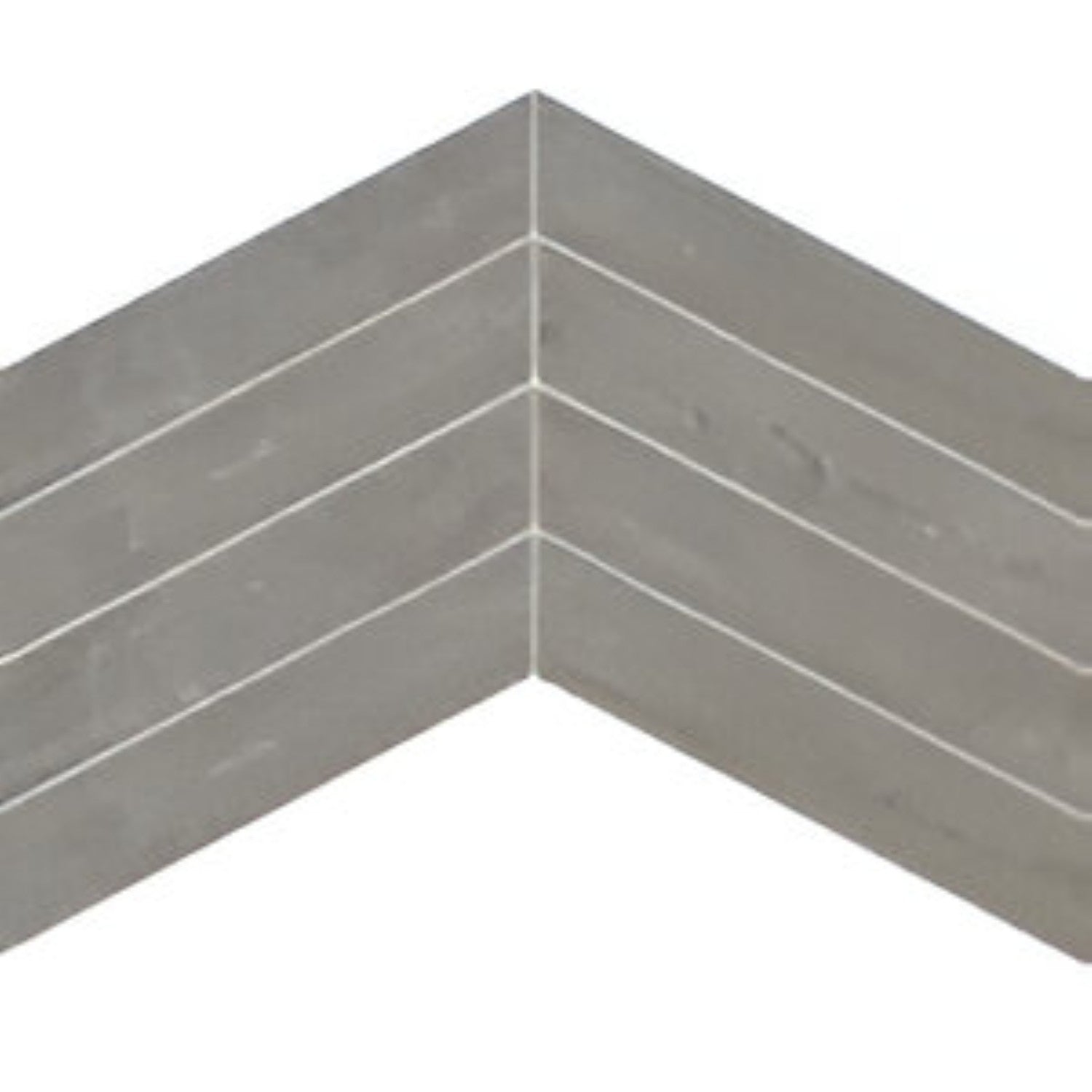 Oak Nouveau Grey Chevron Wooden Tile 6x36 Inch, featuring soft grey oak tones arranged in a chevron pattern, perfect for modern and durable flooring or wall applications.
