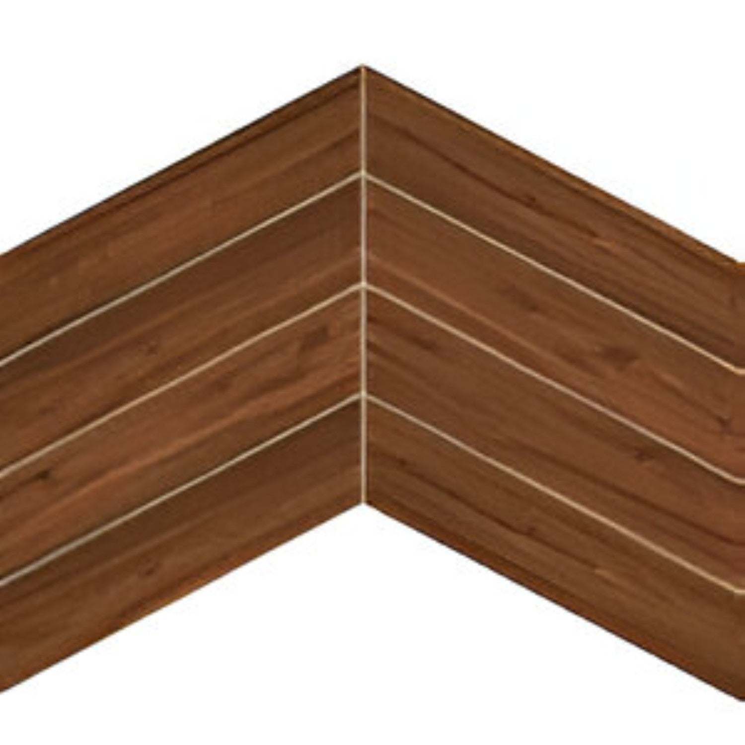 Oak Walnut Chevron Wooden Tile 6x36 Inch, featuring rich walnut oak tones arranged in a chevron pattern, perfect for elegant and durable flooring or wall applications.
