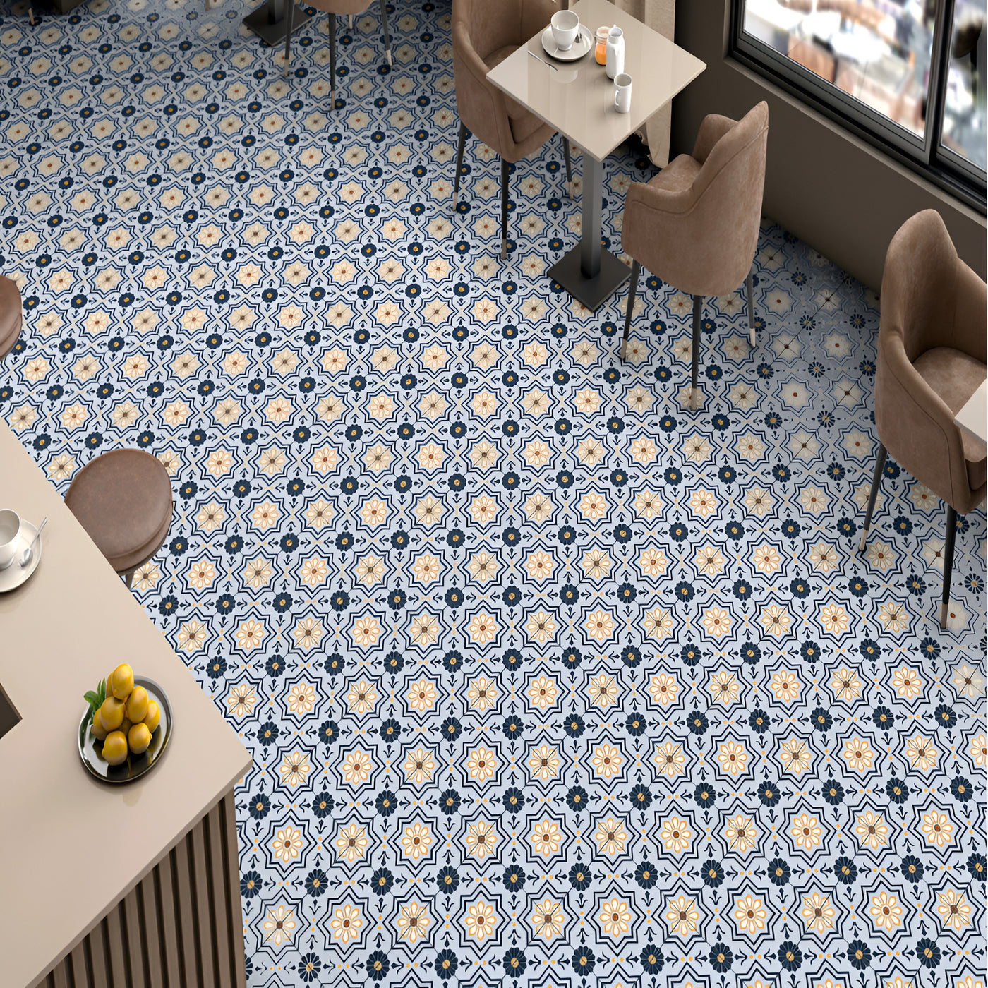 Charming Blue Floral Moroccan Cafe Inspiration