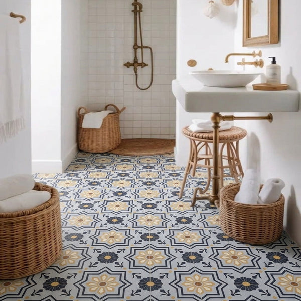 Octa Blue Moroccan Vitrified Tile 12 Inch x 12 Inch (B)