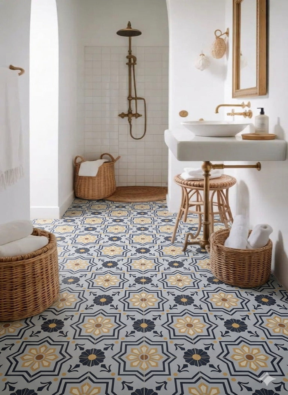 Artistic Octa Blue Bathroom Tile Inspiration