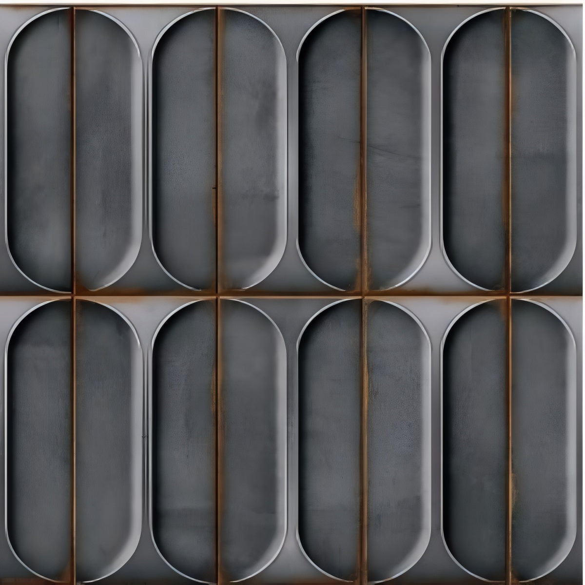 Opal Cosmo Charcoal Tile - 12x12 ceramic wall tile with glossy charcoal glaze and capsule-shaped 3D texture

