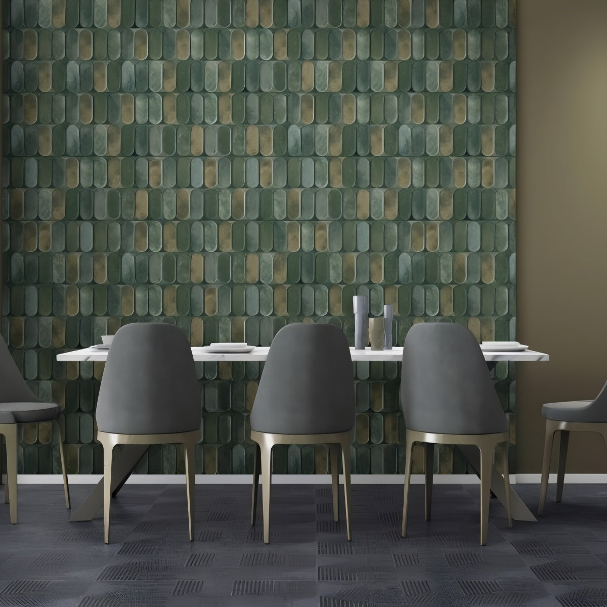 Earthy Ochre Modern Living Room Statement Feature Wall