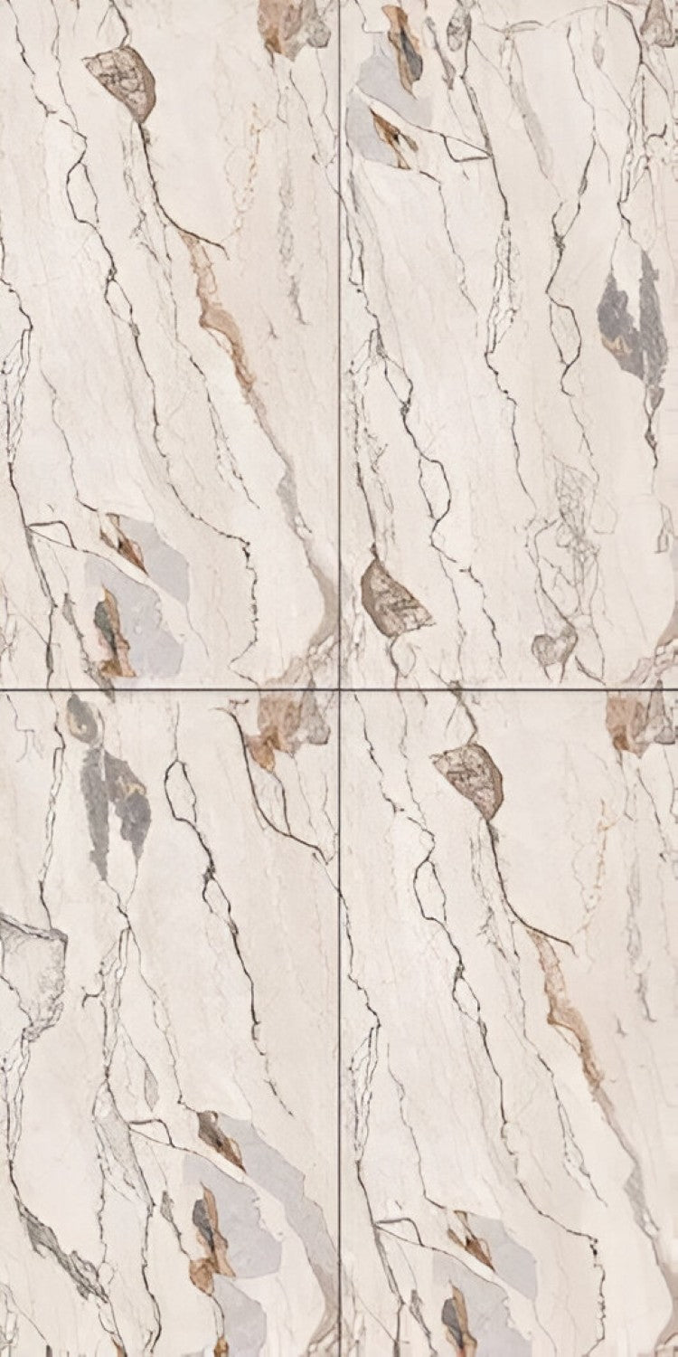 Ora Crackles Beige Marble Vitrified Tile 24 Inch x 48 Inch featuring a polished beige finish with subtle crackle marble patterns suitable for luxurious wall and floor applications in living rooms kitchens and commercial spaces
