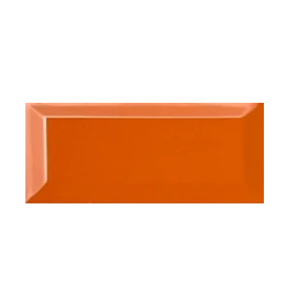 Orange Bevelled Subway Tile 4x8 inch with a glossy finish, featuring a vibrant orange beveled surface, smooth and durable, ideal for modern backsplashes and decorative wall applications.
