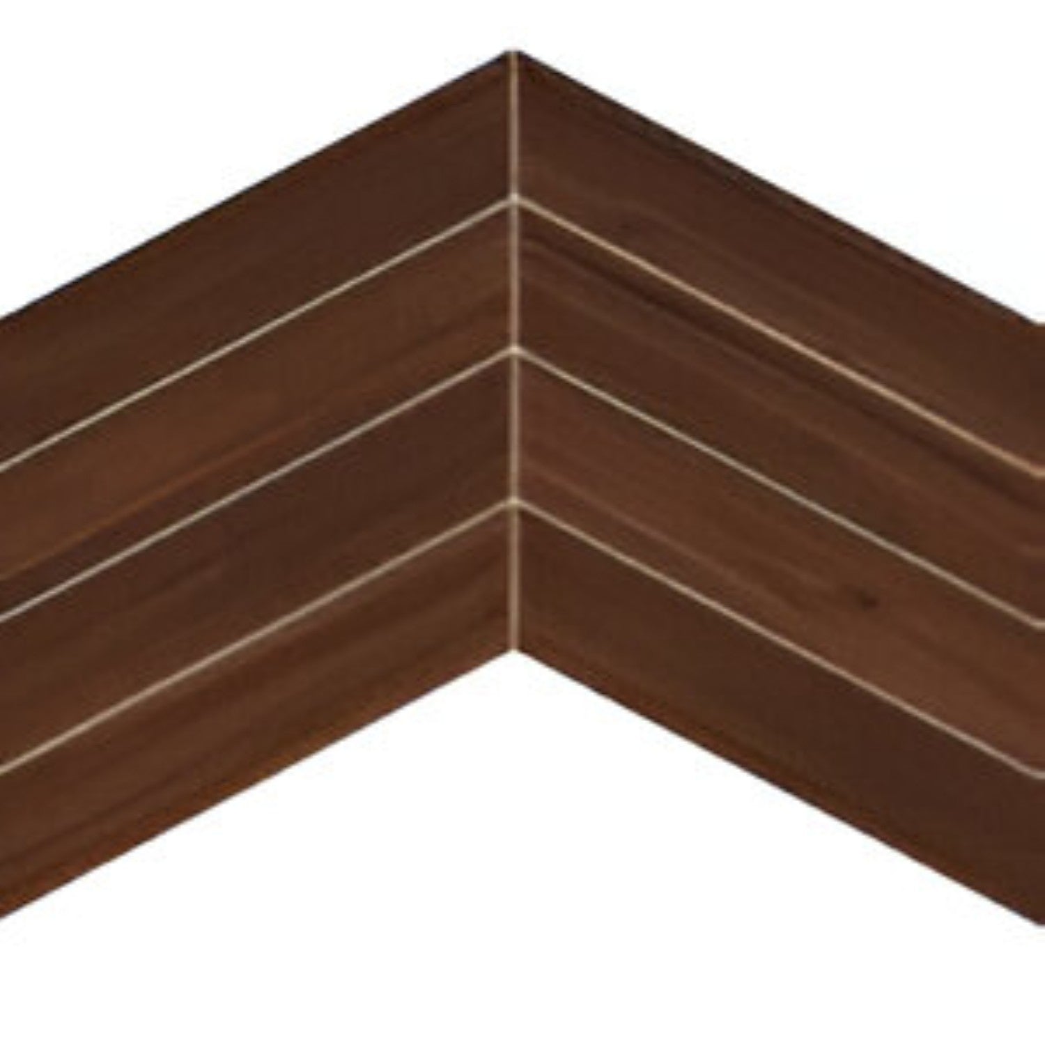 Pecan Chevron Wooden Tile 6x36 Inch, featuring warm pecan wood tones arranged in a chevron pattern, ideal for stylish and durable flooring or wall applications.
