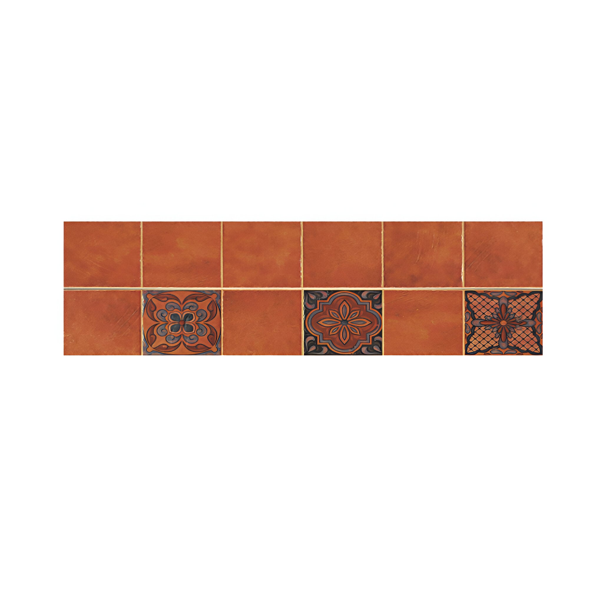 Penny Brown Vitrified Tile in 6×36 inch size installed on a living room floor, showing elongated plank layout with Moroccan and rangoli inspired printed wooden patterns, matt surface texture, and seamless alignment creating a decorative yet modern flooring look.