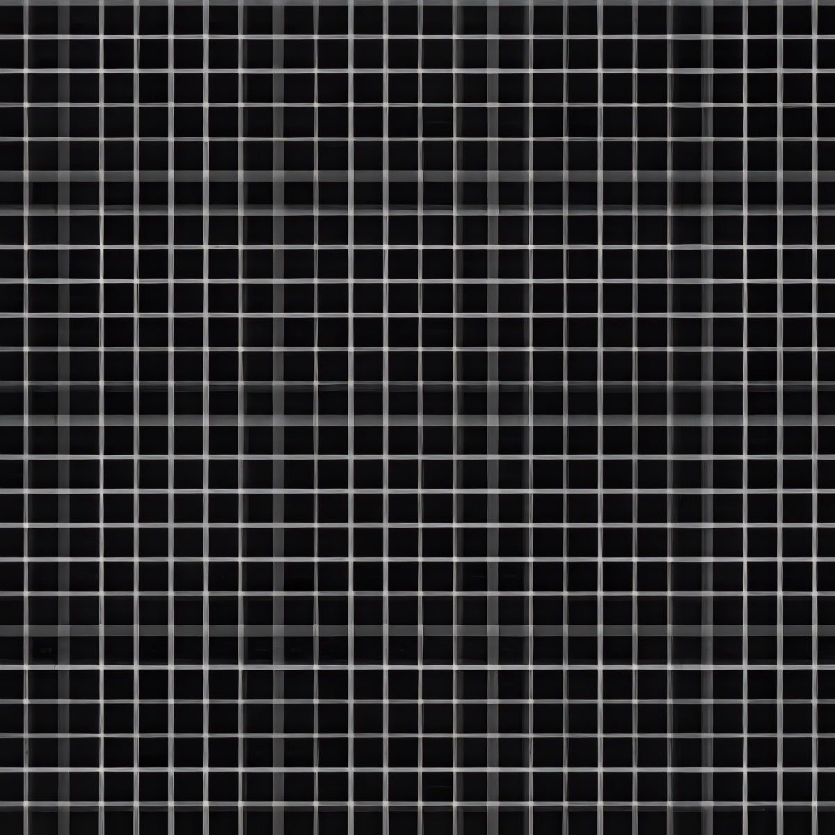 Penny Cosmo Black Tile - 12x12 ceramic wall tile with glossy black micro-grid square pattern

