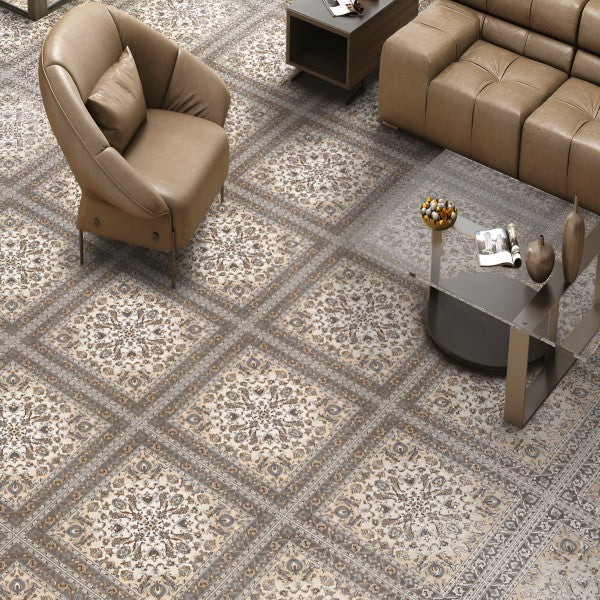 Persian 21 Moroccan Matt Tile 24 x 24 inch featuring an intricate Moroccan-inspired pattern, ideal for adding a decorative and stylish touch to floors and walls.
