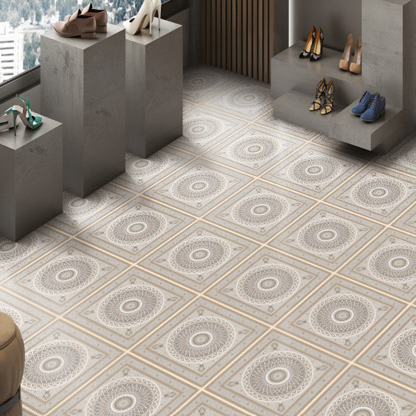 Persian 23 Moroccan Matt Floor Tile, 24x24 Inch – Ceramic Tile with Persian-Moroccan Design and Matte Finish, Perfect for Indoor Flooring.