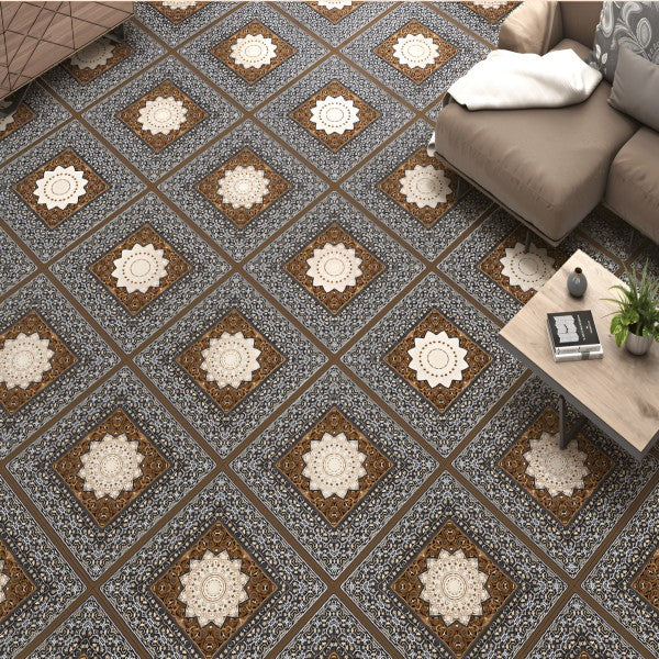 Persian 24 Moroccan Matt Floor Tile, 24x24 Inch – Ceramic Tile with Elegant Persian-Moroccan Design and Matte Finish, Perfect for Indoor Flooring.