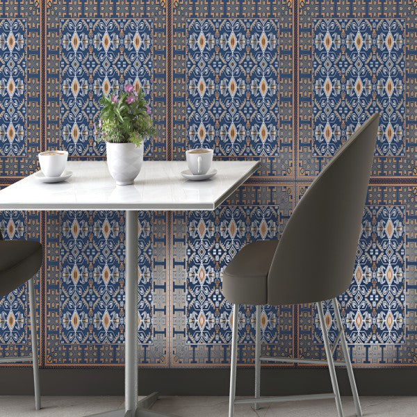 Persian 25 Moroccan Matt Floor Tile, 24x24 Inch – Ceramic Tile with Bold Blue Moroccan Design and Matte Finish, Perfect for Indoor Flooring.
