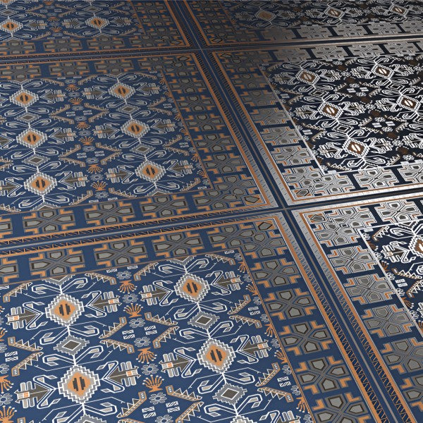 Persian 25 Moroccan Matt Floor Tile, 24x24 Inch – Ceramic Tile with Bold Blue Moroccan Design and Matte Finish, Perfect for Indoor Flooring.