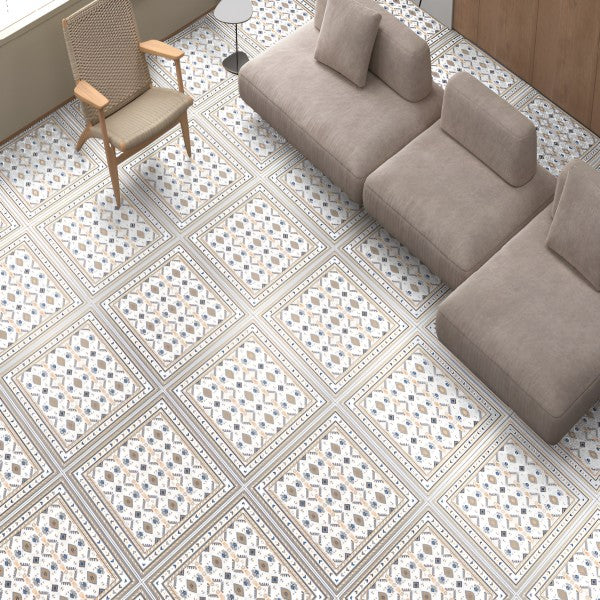 Persian 27 Moroccan Matt Floor Tile, 24x24 Inch – Ceramic Tile with Intricate Moroccan Design and Matte Finish, Ideal for Indoor Flooring.