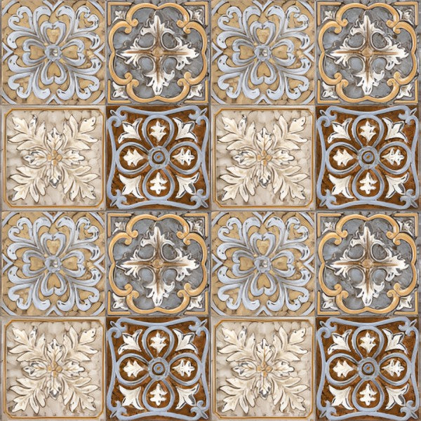 Persian Brown Moroccan tile with antique floral motifs – 24x24 inch