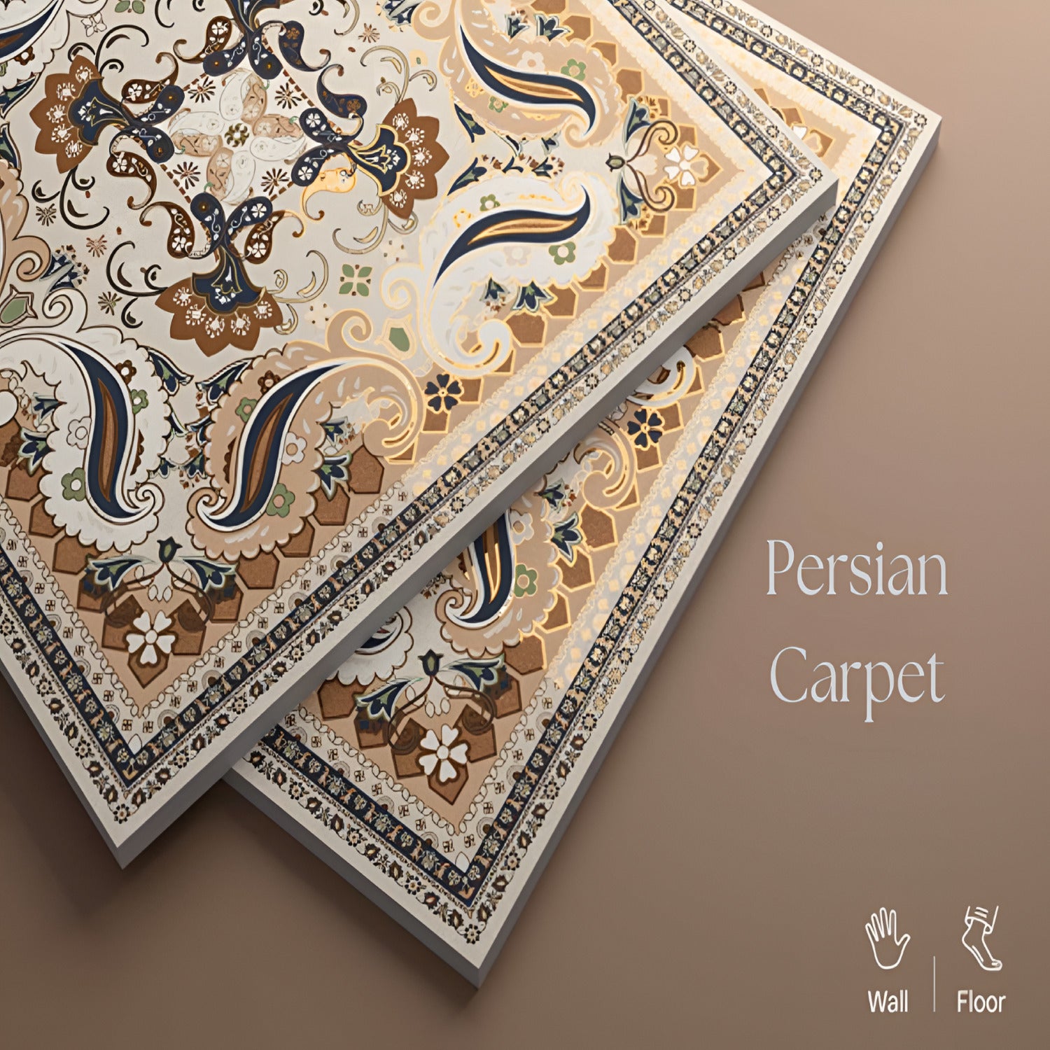 Persian Carpet Moroccan Ceramic Tile – 24x24 inch ceramic tile featuring intricate Persian-style Moroccan patterns with rich colors and detailed ornamental design.