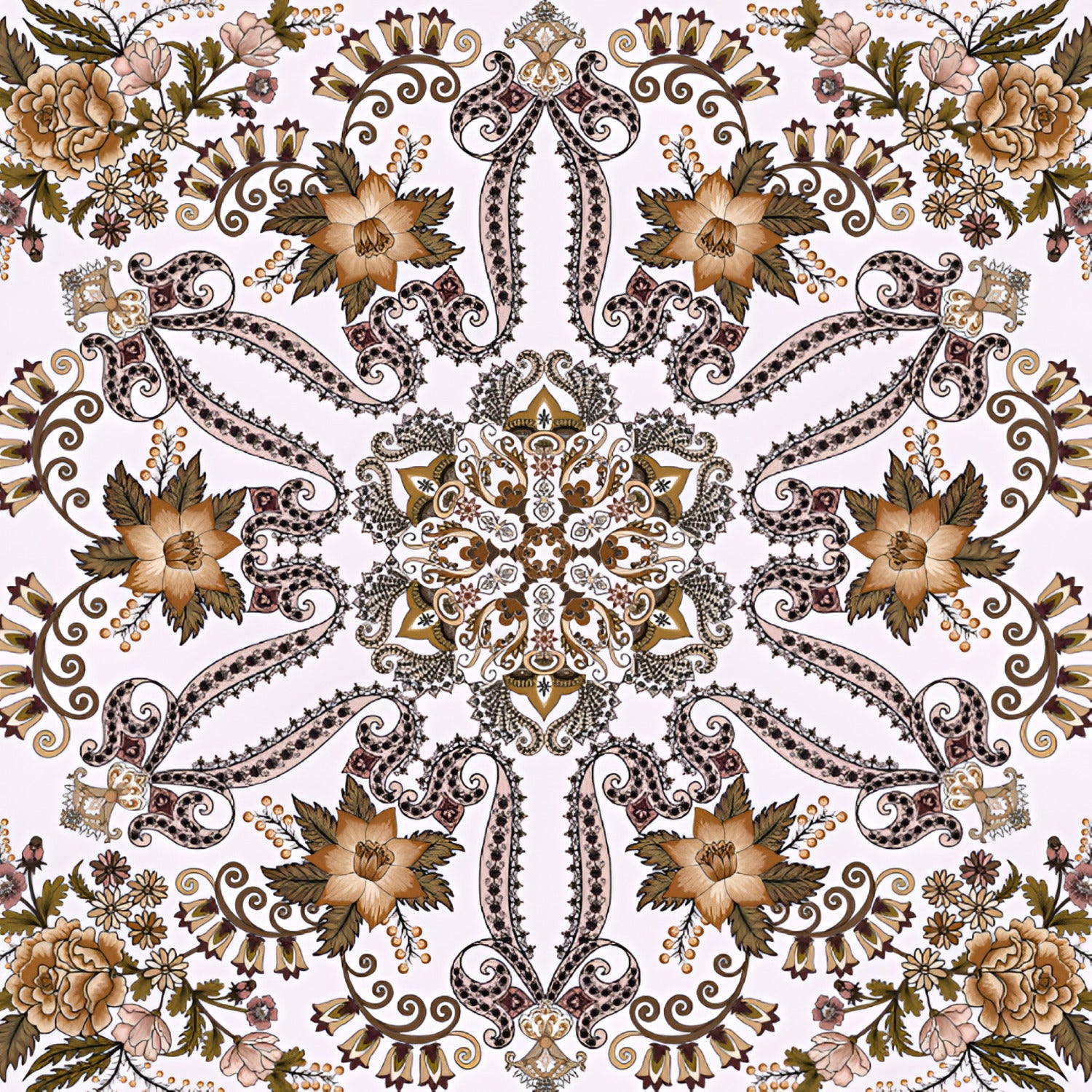 Persian Motif Moroccan Ceramic Tile – 24x24 inch ceramic tile showcasing intricate Persian-style Moroccan patterns in rich tones with ornamental floral and geometric detailing.