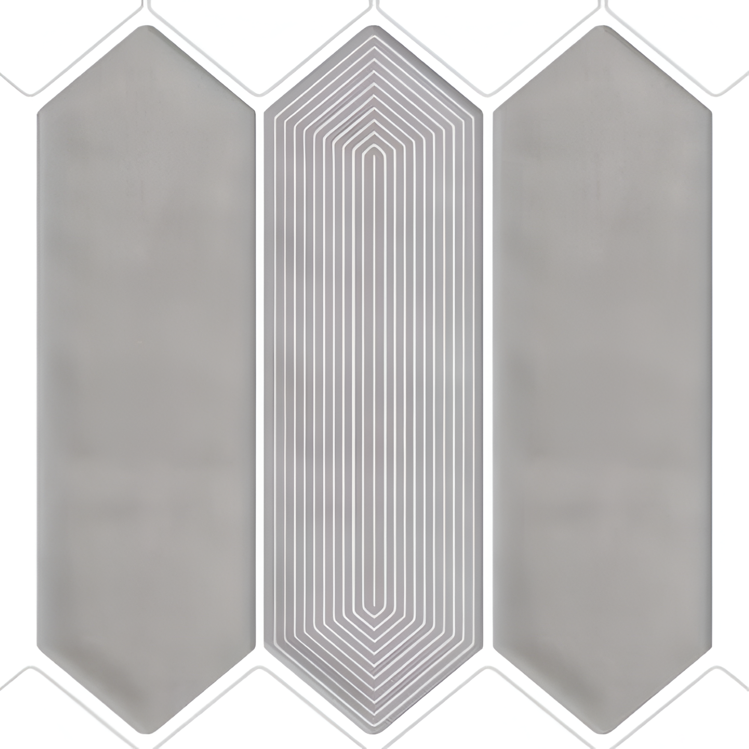 Picket Smoky Tile 3x12 inch with a glossy finish, featuring a soft smoky grey surface, smooth and durable, ideal for modern bathroom walls and backsplash applications.
