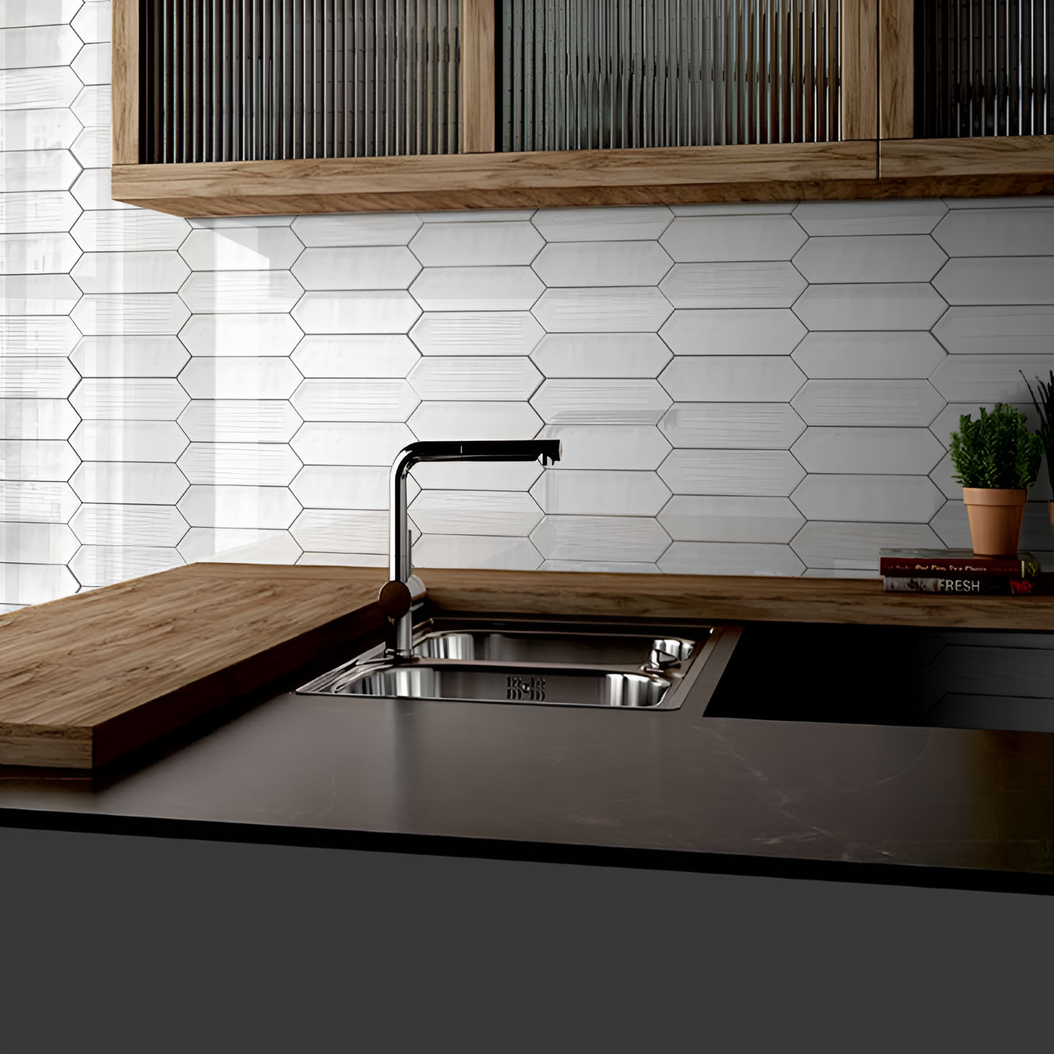 Picket White Bathroom Tile 3x12 inch with a glossy finish, featuring a clean white surface, smooth and durable, ideal for modern bathroom walls and backsplash applications.
