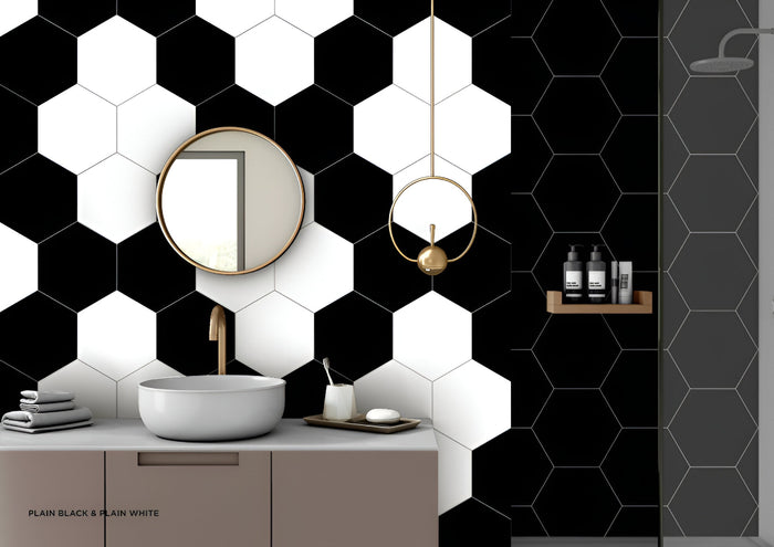 Black and White Geometrical Bathroom Design