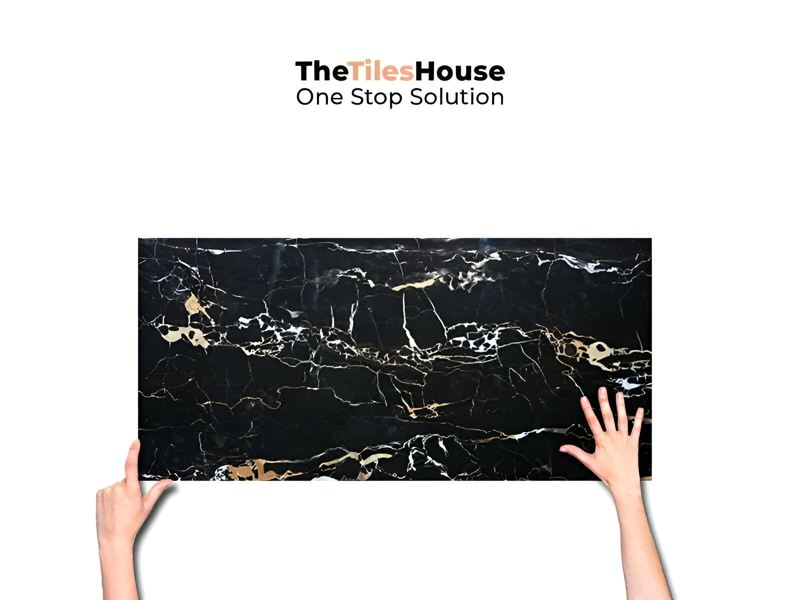 Portoro Nero High Gloss Vitrified Tile 24x48 inch with luxurious black marble design, striking gold veining, and polished high-gloss finish, ideal for premium flooring and wall applications
