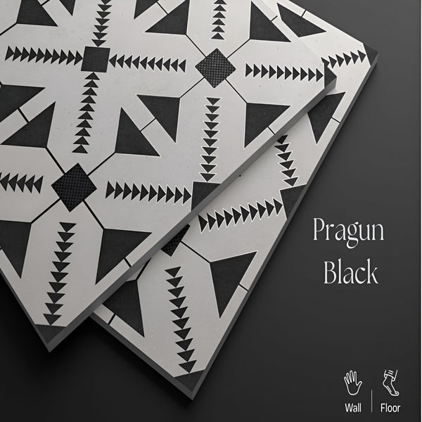 Pragun Black Moroccon Ceramic Tile 24 x 24 Inch