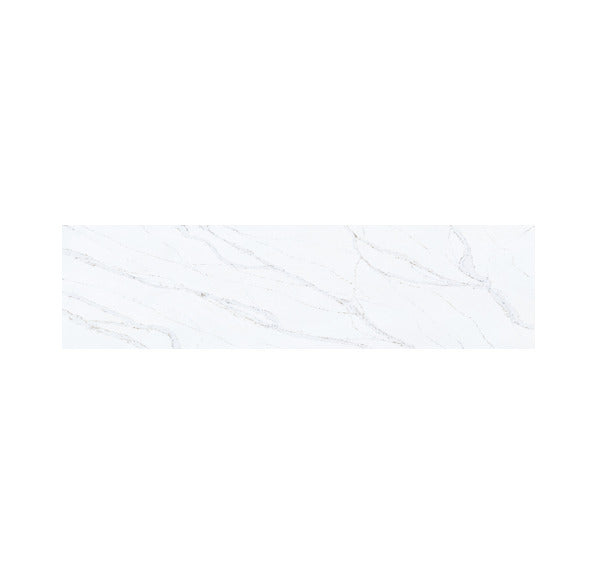 Premium Calacatta Colorado quartz kitchen countertop slab with polished gloss finish installed in a modern modular kitchen interior featuring smooth engineered quartz surface suitable for countertops, island counters, dining table tops, and luxury residential or commercial spaces.
