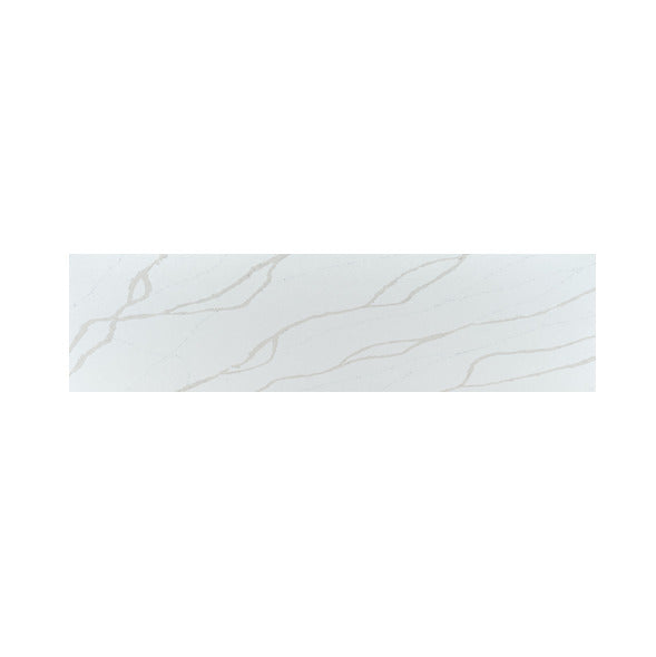 Premium Classic Calacatta quartz kitchen countertop slab with polished gloss finish installed in a modern kitchen interior featuring a seamless engineered stone surface suitable for kitchen counters, islands, and luxury table top applications.
