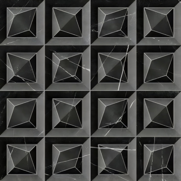 Prism Cosmo Black Ceramic Tile 12 Inch x 12 Inch