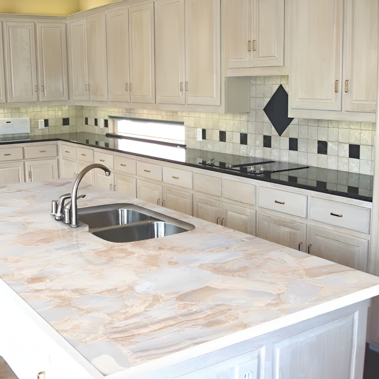 Prostone Ivory Color Body Kitchen Countertop / Tabletop with elegant ivory surface, durable color body material, smooth finish, and sophisticated design, perfect for modern kitchens and stylish furniture applications
