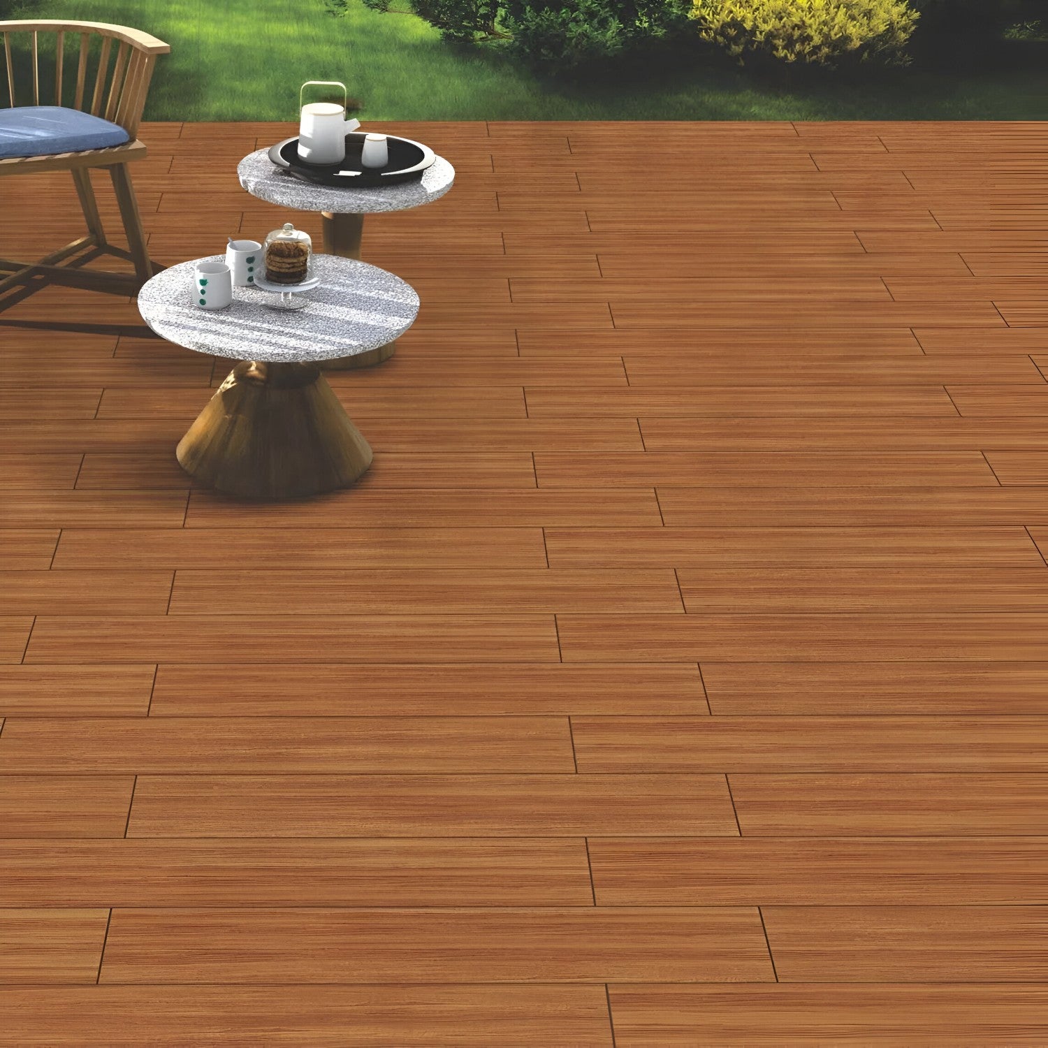 QLD-983 Wooden Vitrified Tile 6 Inch x 36 Inch featuring a natural wood-look finish with realistic grain patterns suitable for modern wall and floor applications in living rooms bedrooms and commercial spaces
