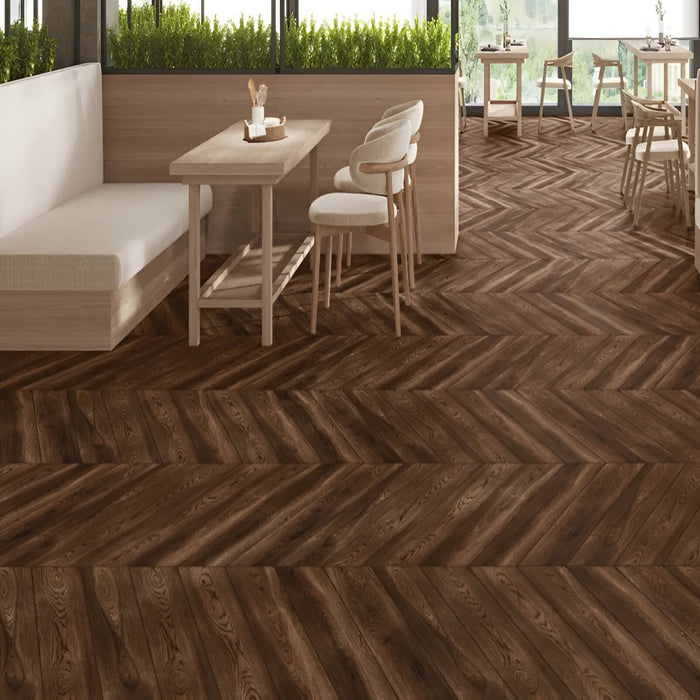 Charming Quissac Dark Wood Chevron Cafe Inspiration